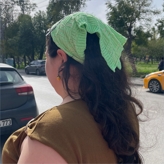 El Yapımı Örgü Oyunlu Triko Bandana | Yazlık