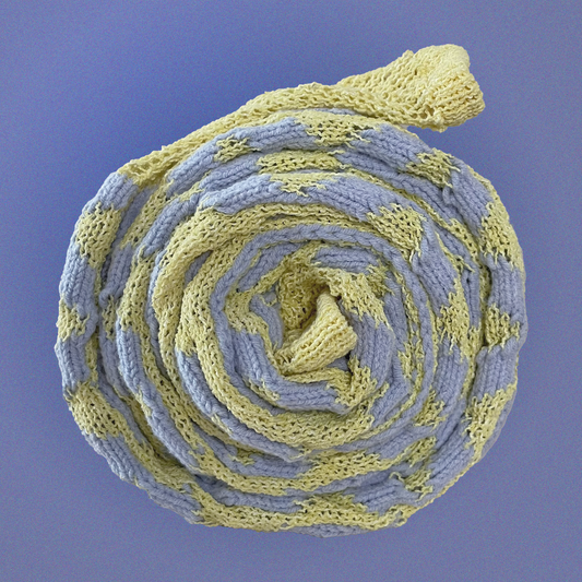 El Yapımı Geometrik Desenli Buklet İnce Uzun Atkı