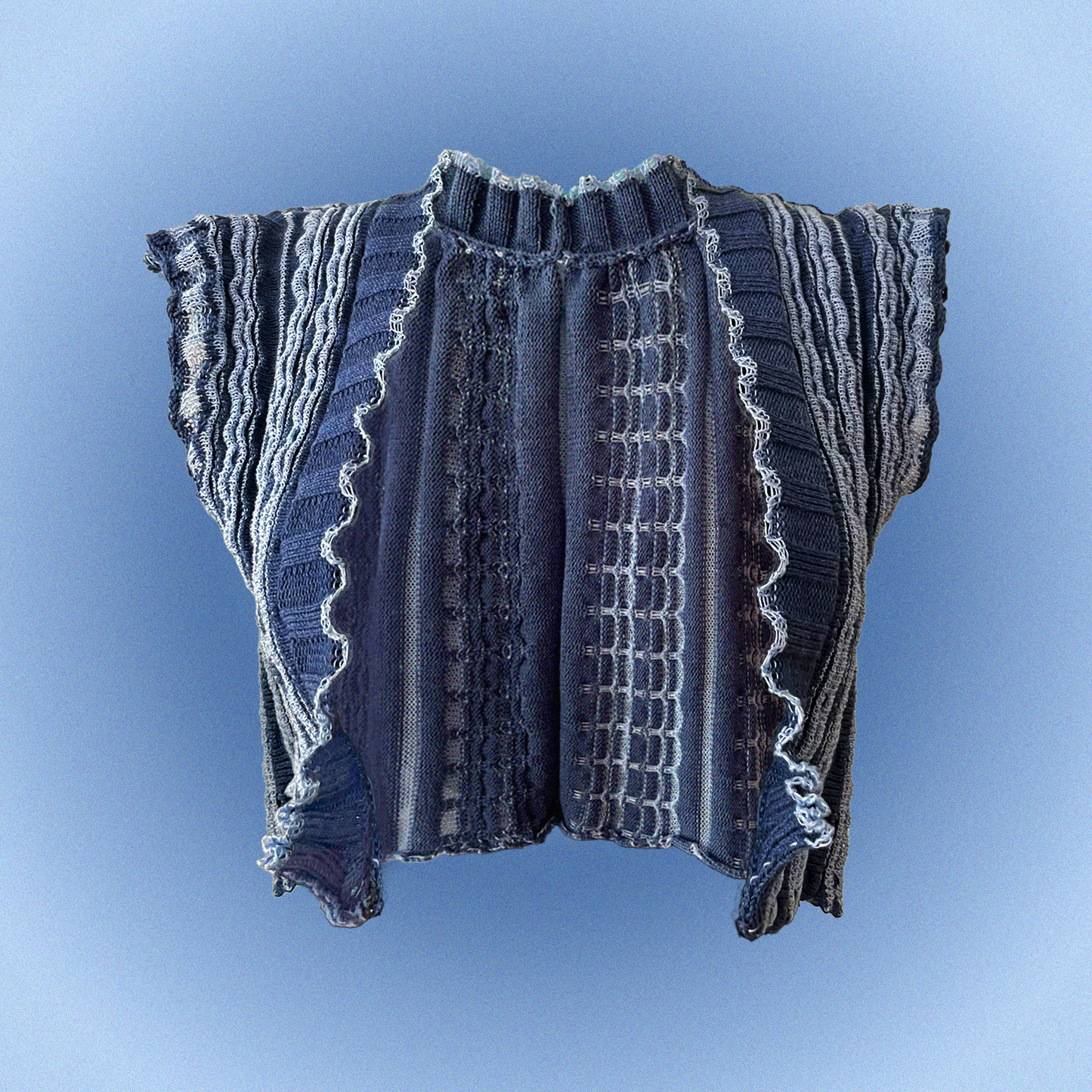 El Yapımı Deniz Dalgası Desenli Örgü Yelek | Yazlık