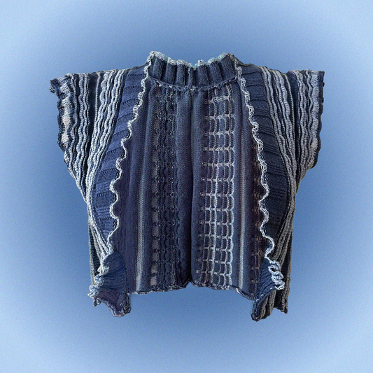 El Yapımı Deniz Dalgası Desenli Örgü Yelek | Yazlık