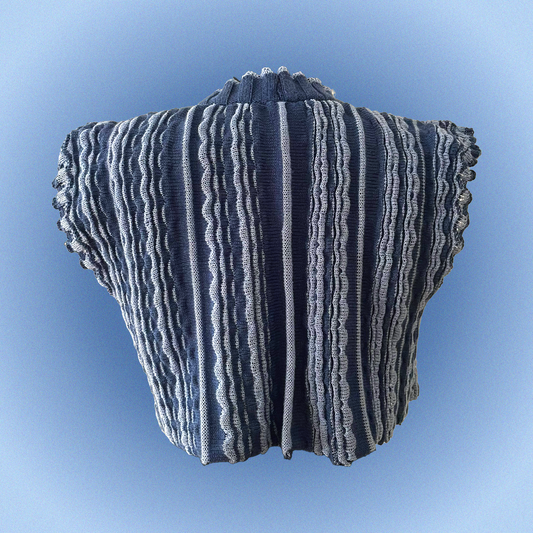 El Yapımı Deniz Dalgası Desenli Örgü Yelek | Yazlık